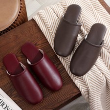 Top Grain Leather Slippers Women Genuine Leather Slippers Scuff Slippers