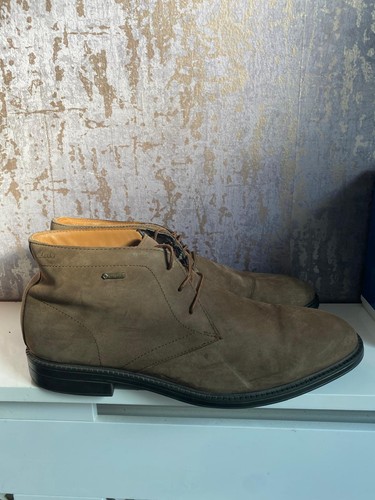 Herren Clarks Schnürstiefel Gore-Tex Chilver Goretex Braun Größe 10 G Nubuk - Bild 13 von 13