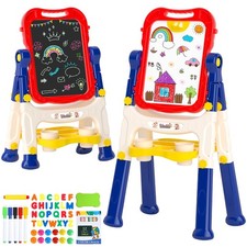 Easel for Kids Toys,Double-Sided Magnetic Kids Chalkboard and Dry Erase Board...