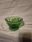 Vintage Anchor Hocking  Glass Footed Bowl/ Candy Dish Green Fairfield Pattern