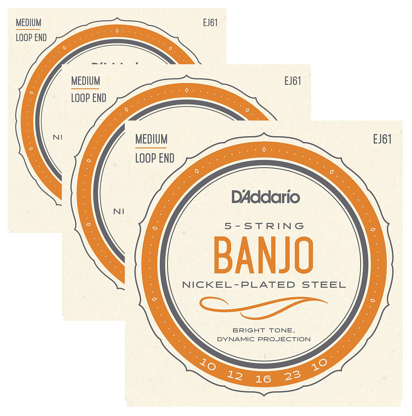 D'Addario EJ61 Medium Banjo Strings X3 SETS