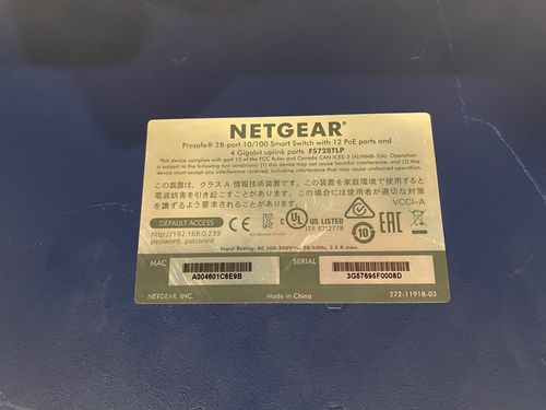 NETGEAR PROSAFE FS728TLP NETWORK RACK MOUNTABLE SWITCH 28 PORT POE - Picture 8 of 8