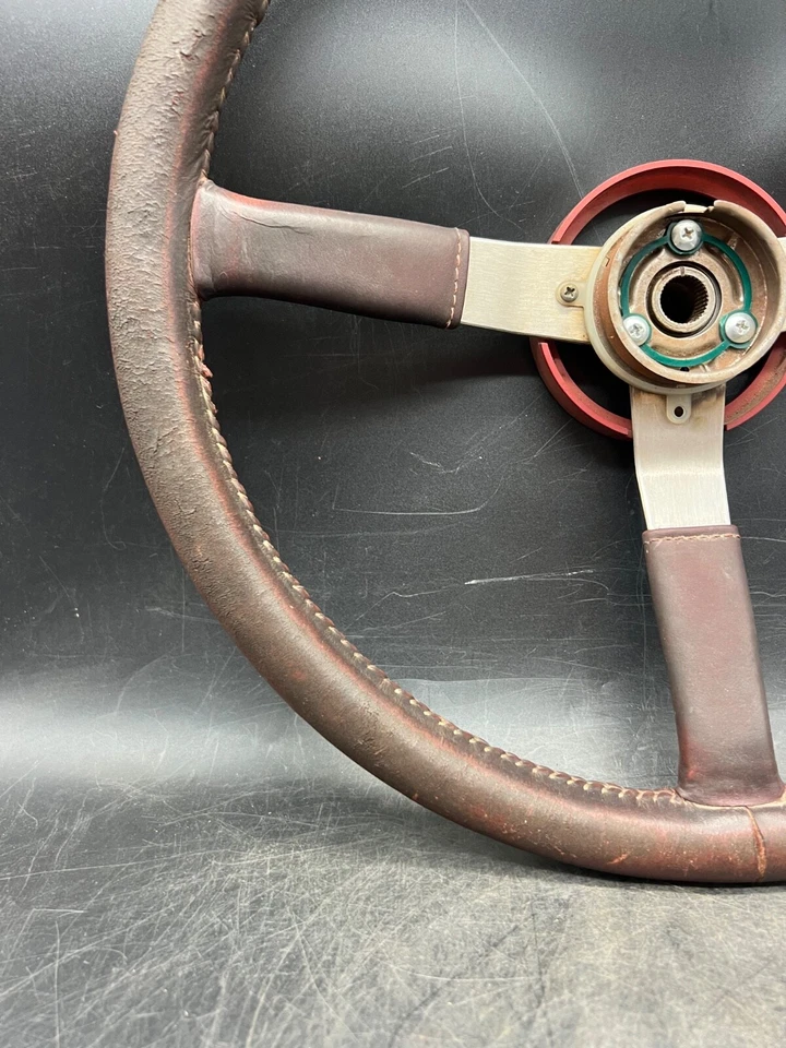 Jeep Comanche 1986-1992 OEM conjunto de volante cuero marrón aluminio Foto 4 de 4