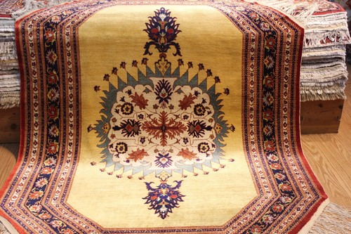 Tappeto ottagonale autentico 8'X6' fatto a mano design Hereke realizzato in 100% seta naturale - Foto 2 di 11