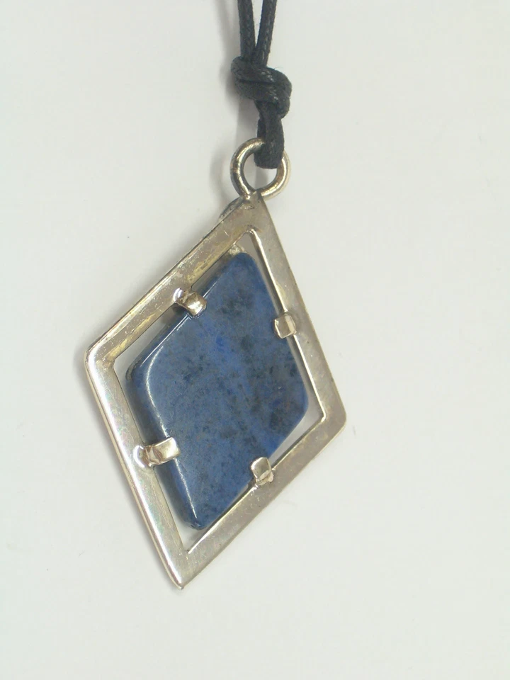 Ciondolo in ARGENTO 925 con SODALITE naturale - pendente girocollo Pietra Dura - Immagine 2 di 4