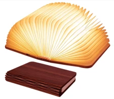 Wooden Book Light, 3 Colors Folding Book Lamp White Light/Yellow Light