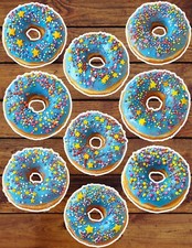Blue Sprinkle Donut Die Cut Vinyl Stickers Set Scrapbooking Laptop Waterbottle