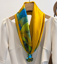 100 Silk 35" Square Scarf Women Neckerchief Wrap Kerchief Bandana Oil Painting