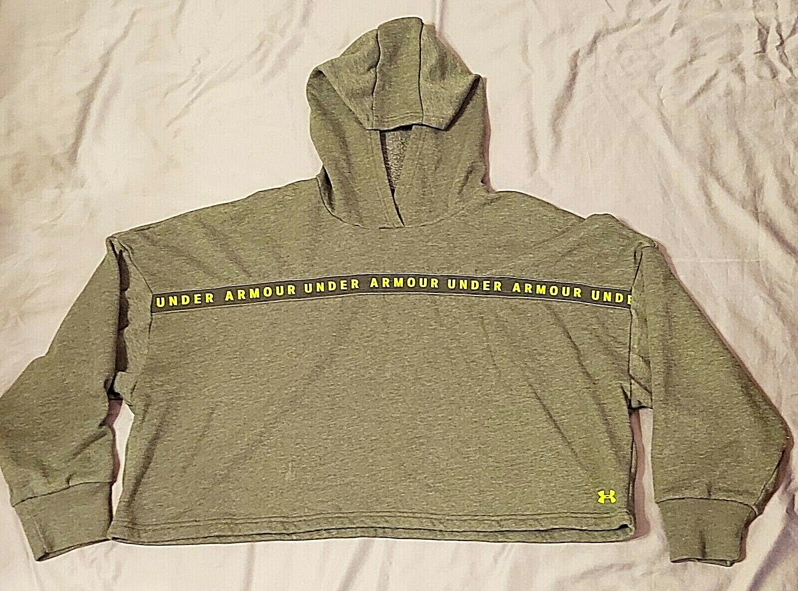 Under Armor Cropped Hoodie Sweatshirt Pullover Green Long Sleeve Womens  Medium | eBay