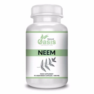 NATURAL OASIS Neem 90 Vegetarian Capsules 1000 mg Premium Quality Pure Natural Ayurvedic Herb