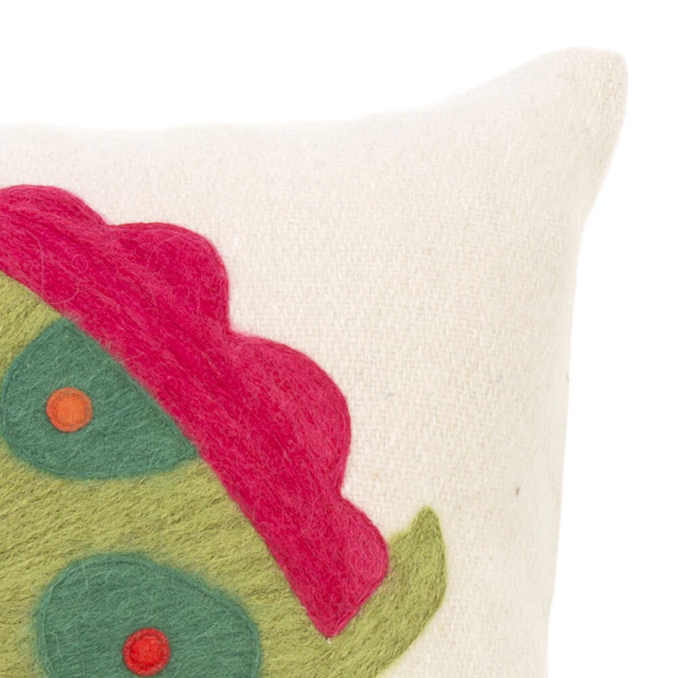 Almohada infantil de fieltro de lana de 12" x 12" de dinosaurio cocodrilo de Quiltbay Foto 2 de 2