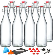 8 Pack 1 Liter / 33 Fl. Oz. Swing Top Glass Bottles W/ Airtight Stopper Lids  