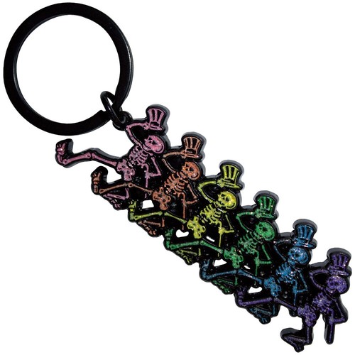 GRATEFUL DEAD DANCING SKELETONS LOGO ROUND HIGH QUALITY METAL KEY CHAIN OFFICIAL - Picture 2 of 7