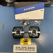 Exustar PM823-BK SPD Clipless Mountain Bike Platform Pedals w/ Pins fits Shimano