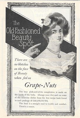 1902 ORIGINAL  Ad Grape-Nuts- no blotches on face when fed grape-nuts