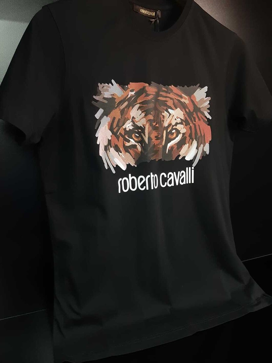 ROBERTO CAVALLI TIGER PRINT LOGO T SHIRT-BLACK. | eBay