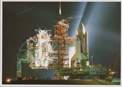 NASA Space Shuttle On Pad At Night Lights Kennedy Space 4''x6'' Postcard 13377a