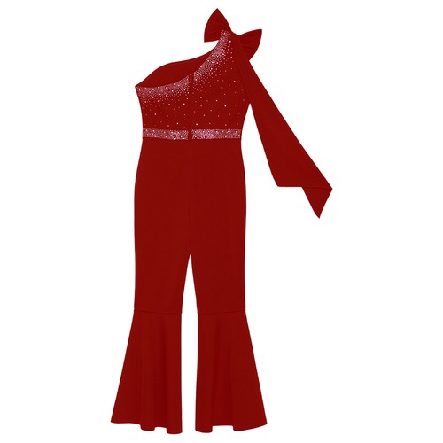 Kids Girls Bodysuit Bell-Bottom Rompers Elegant Jumpsuit Rhinestones Costume - Picture 23 of 30