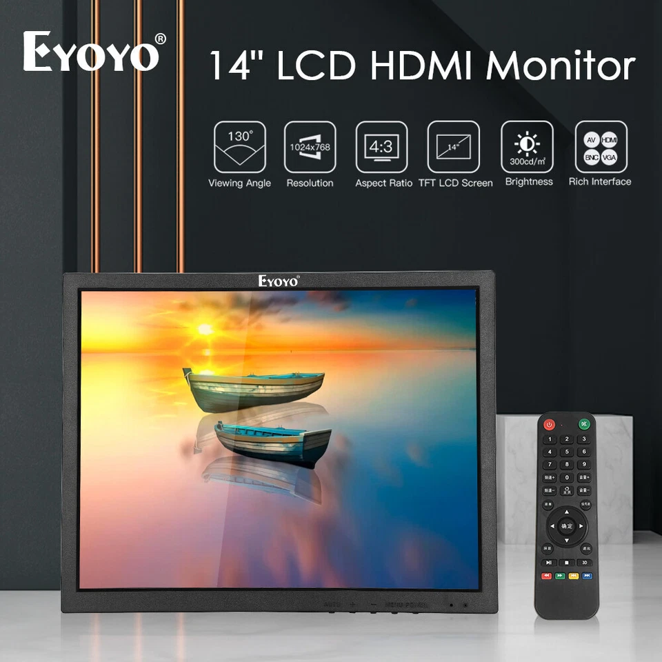 14 Inch 1024x768 HDMI LCD Monitor VGA BNC AV USB Gaming Display Kit For CCTV DVR - Image 2 of 4