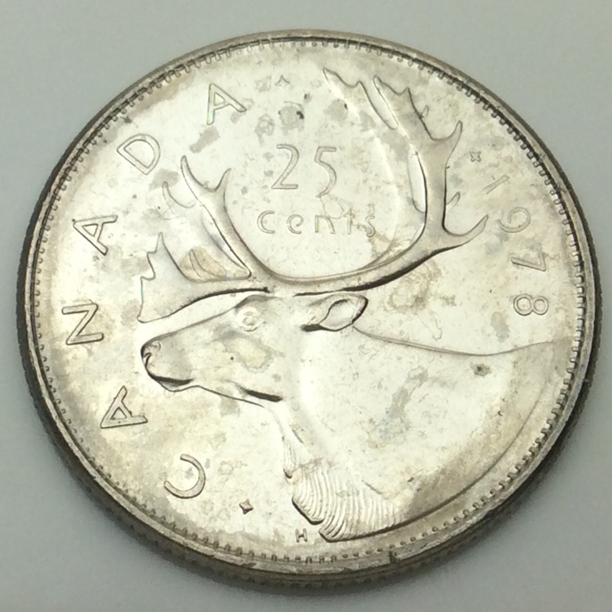 1978 Small Beads Canadian 25 Cents Quarter Canada Uncirculated