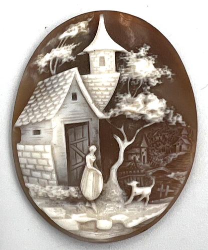 Antique Victorian Large Shell Cameo Carving Mans Best Friend C1870 - Picture 13 of 16