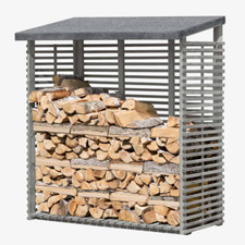 Kaminholzregal Außen Holz Brennholzregal 188x69x183 cm Stapelhilfe mit Rückwand