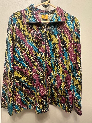 Ruby Rd. Short Blazer Jacket-Multi Color Turquoise Purple Shiny READ DESCRIPTION