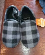 Toddler Boys Size 11-12 Wonder Nation Gray Black Checkered Slippers