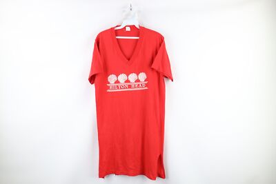 Vtg 70s Streetwear Womens XL Faded Spell Out Hilton Head Beach T-Shirt Red USA