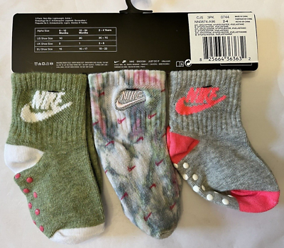 Nike TODDLER GIRL No-Slip Ankle Multicolor 3 Pair Socks Set (Size