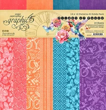 Graphic45 FLIGHT OF FANCY 12x12 PATTERN/SOLID PAPER PACK scrapbooking 16 SHEETS