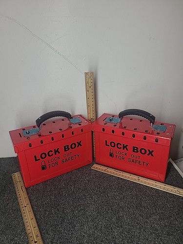 Lot Of 2 Lockout Tagout Lock Box: with 13 Slots Portable Safety Lockout Box