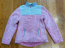 WONDER NATION: Girl's Pink  Gray Quarter Zip Fleece Jacket, Size XL 14-16 