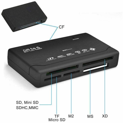1X Lecteur Mémoire Carte Tout-En-Un USB Externe SDHC Micro' XD Mini MMC US M2 - - Photo 3/14