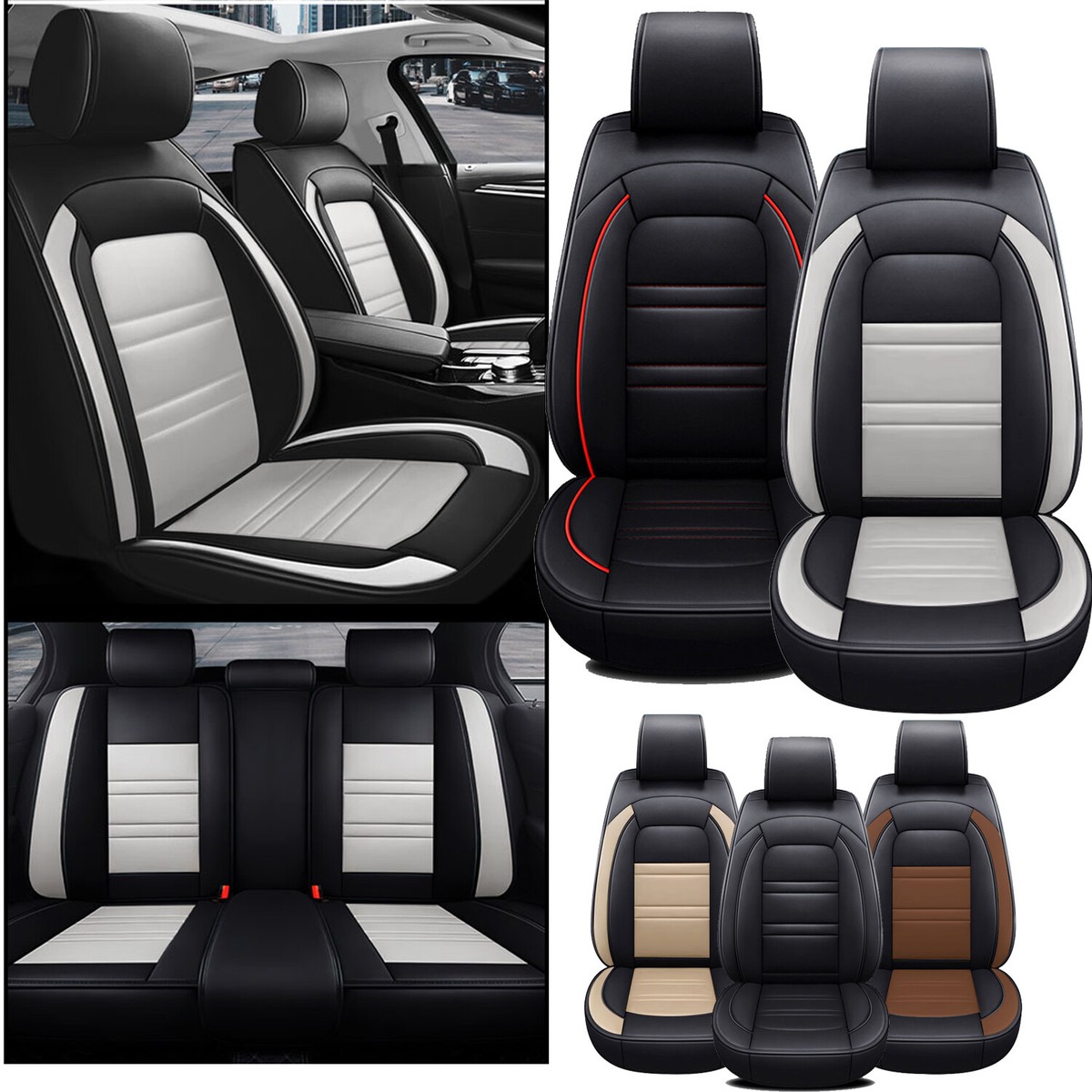 For Mercedes-Benz Leather Car Seat Covers 5-Seat Front Rear Full