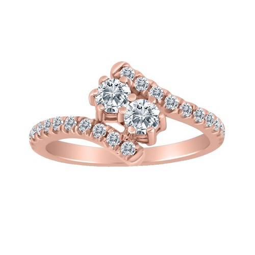 Geometric Triangle Diamond Ring - 10k Rose Gold, Handcrafted In USA, With 3 Natural Diamond Accents, Dainty Band