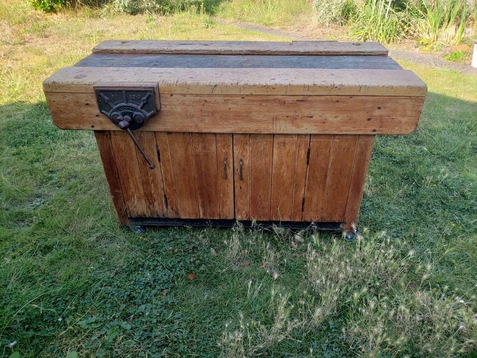 Vintage School College Work Bench/ Workbench,Kitchen Island with 2