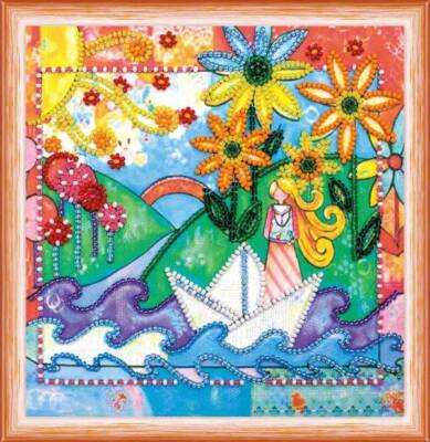 Mini Bead embroidery kit Cheerful stream DIY Embroidery Kit beadwork pattern