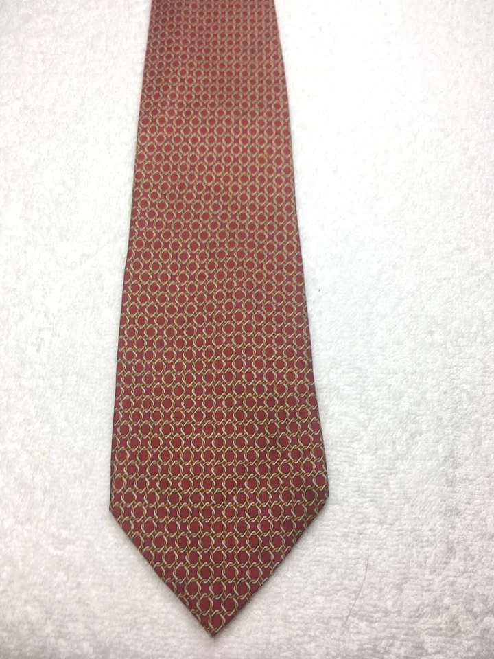 Gravata masculina Barneys New York vermelha com cinza e ouro 3,5 x 60 - Imagem 2 de 4