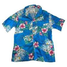 Men’s Hawaii Blues Made In USA Button Up Short Sleeve Hawaiian Shirt Size XL