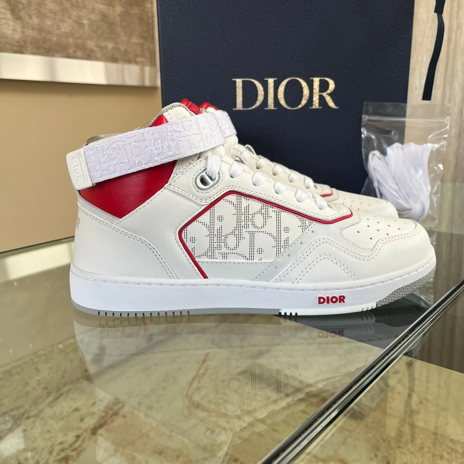 Baskets obliques Dior, B27 haut HT en blanc, BNWB 40 IT