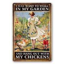 Chicken Signs for Coop Funny Garden Metal Tin Sign Vintage Chicken Sign Decor