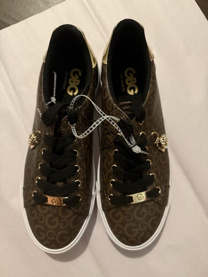 #ad GBG Los Angeles Women#x27;s Brown Gold Logo Low Top Sneakers Cushioned Comfort $39.99