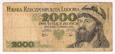 1979 Poland 2000 Zlotych 7814172 Paper Money Banknotes Currency