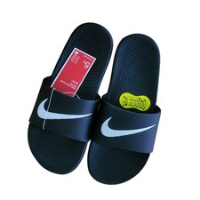 NEW Nike Kids' Kawa Black/White Slide Sandals - Size 5Y