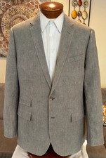 J. Crew Mens Gray Linen 2 Btn Dual Vent Jacket Blazer Sz 44 L MINT 