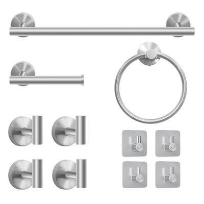 8-Piece Bathroom Hardware Set, Brushed Nickel, SUS304 Stainless Steel, Includ...