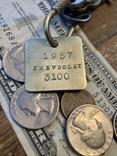 1957 CHEVROLET 3100 Pick Up Truck Brass Key Fob ‘57 Fleetside Stepside Suburban