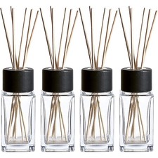 WHOLE HOUSEWARES Natural Diffuser Reeds Bottles 2" x 4.7" Black , Clear
