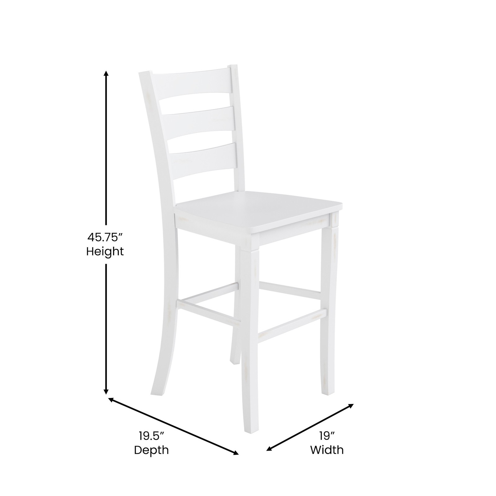 Flash Furniture FFIF95123 Kyson 19"W Two Piece Hardwood Bar Stool - White